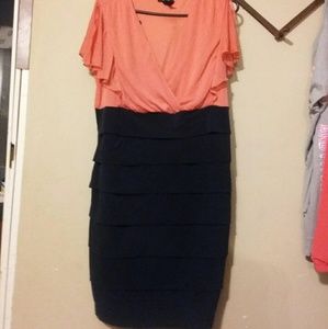 Coral and Black Dress